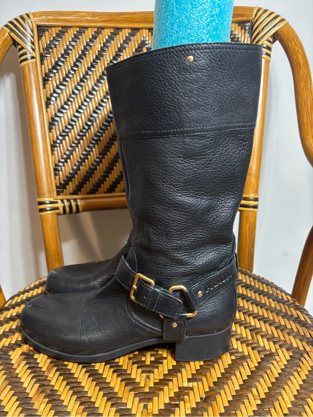 Prada Sport Leather Moto Boots Harness Biker 39 1/2 9.5 - Picture 3 of 10
